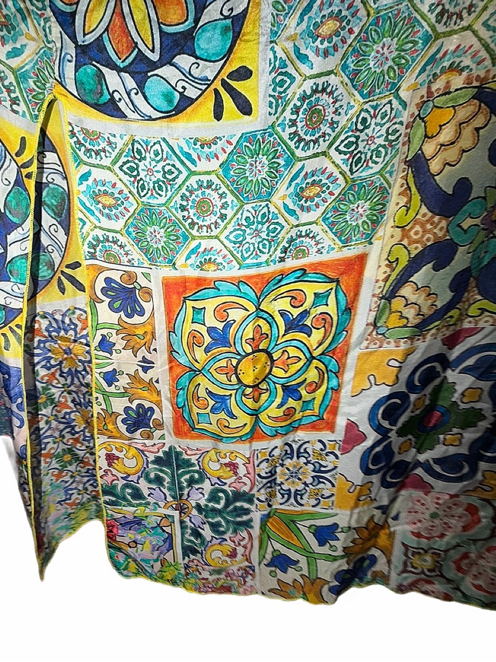 Johnny Was Like New Womens Maxi Dress with cinched yellow waist, so colorful💙 - Picture 13 of 15
